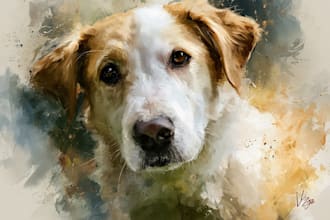 watercolor draw watercolor pet portrait