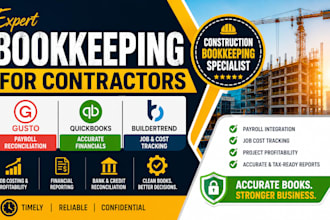 provide gusto, quickbooks, buildertrend bookkeeping for contractors with payroll