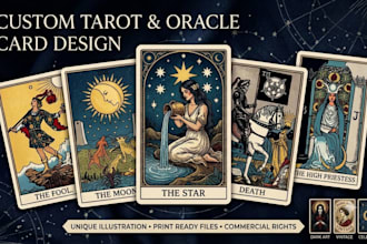 design custom tarot cards and oracle card illustration