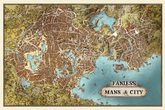 draw fantasy map or ship illustration with cool details