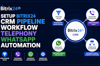 setup bitrix24 CRM pipeline workflow telephony whatsapp automation