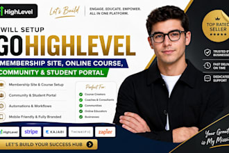 setup gohighlevel membership site, online course, community, student portal