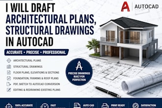 draft architectural plans, structural drawings in autocad, draftsman