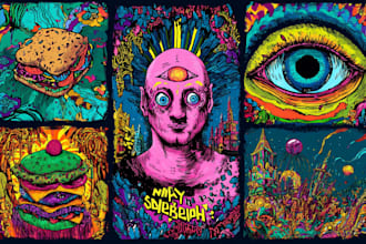 stunning illustration psychedelic, lifestyle, surrealism