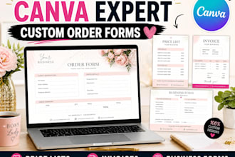 design price lists, invoices, business documents, editable canva order forms