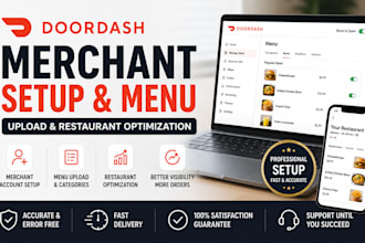 setup doordash merchant account, menu upload and restaurant optimization sales