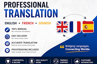 professionally translate english, french and spanish