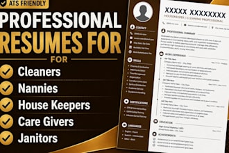 write resumes for cleaners, janitors, nannies, and caregivers