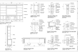 create millwork, case work, cabinetry, joinery and furniture shop drawing