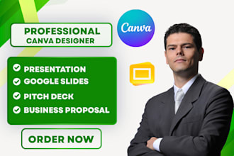 design canva presentation, pitch deck and business proposal google slides