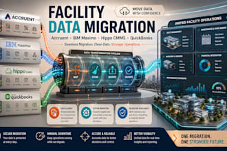 migrate accruent, IBM maximo, hippo cmms and quickbooks for facility operators