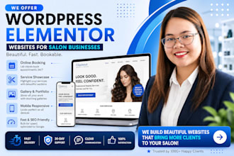 design a wordpress website with elementor for your salon
