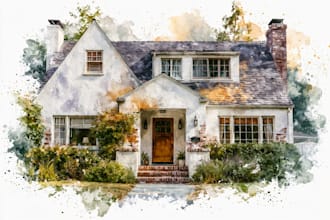 do an watercolor house portrait