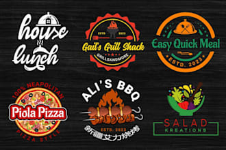 do restaurant fast food, food truck, chef, cafe, bakery, BBQ, drinks logo design