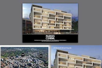 design commercial real estate brochure, leasing booklet, property sales om