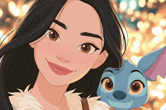 draw cartoon portrait in disney cartoon