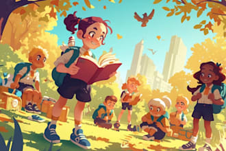 illustrate a beautiful children story book, picture book and book cover