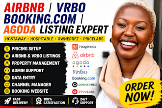 create and optimize airbnb, vrbo and booking com listings