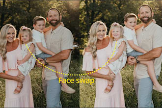 do realistic face swap or head swap in photoshop for photos
