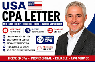 write USA CPA mortgage letter, comfort letter, income verification