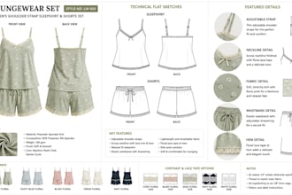 do loungewear tech pack fashion design sleepshirt short technical designer