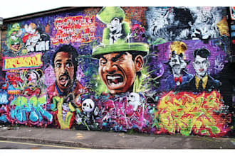 do illustration street art graffiti, wall art with my style