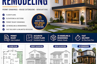 design home addition, house extension and remodel permit drawings