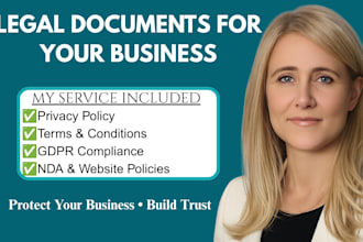 write your privacy policy, terms and conditions, lawyer, nda and gdpr policy