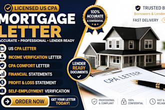write US CPA letter mortgage letter income verification comfort letter cpa audit