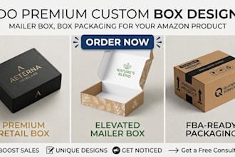 do premium custom box design, mailer box, box packaging for your amazon product