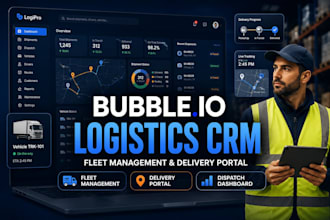 build bubble io logistics saas dashboard, fleet management and delivery portal