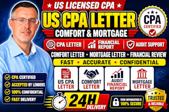 write US CPA letter, mortgage letter, audit financial statement, proof of income