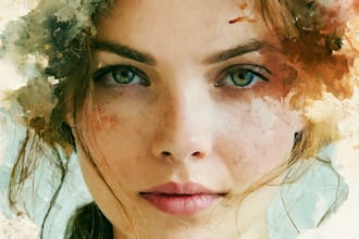 minimalist watercolor portraits from your photos