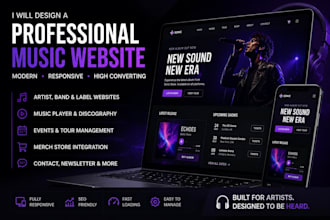 music website, artist website, dj website, band website, musician website design
