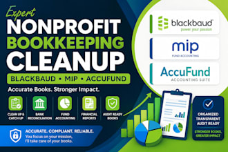 expertly clean up blackbaud, mip, and accufund nonprofit bookkeeping