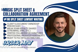 create a professional music split sheet and collaboration agreement