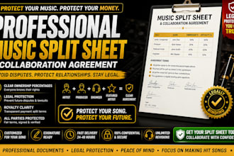 create a professional music split sheet and collaboration agreement