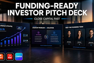 design startup pitch deck, investor presentation, fundraising powerpoint deck