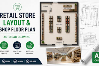design retail store layout, shop floor plan and autocad drawing store plan