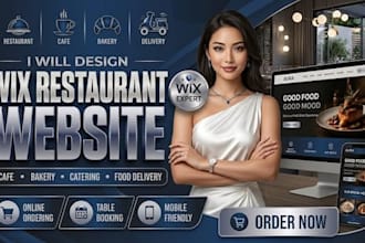 design wix restaurant website, cafe, bakery, food delivery, catering website