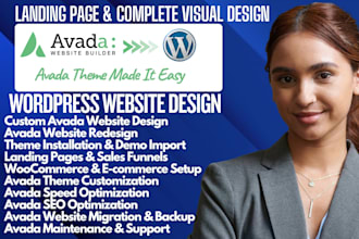 design wordpress avada theme customization to build profesional business website