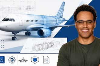 aircraft cad, aerospace drawing, aircraft component technical drawing cad draft