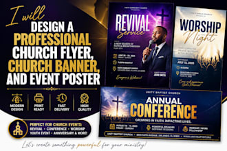 design a professional church flyer, church banner, and event poster