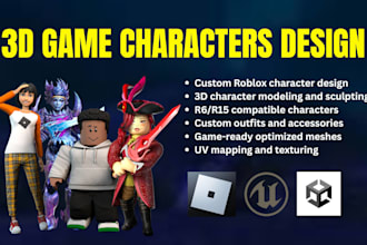 create custom roblox character models, avatars and 3d character for games