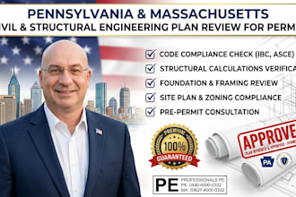 provide pennsylvania and massachusetts civil structural engineering plan review