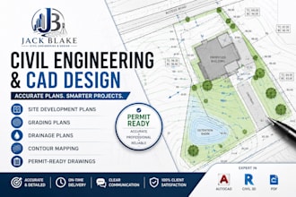 create civil site plans, grading and drainage drawings for permits