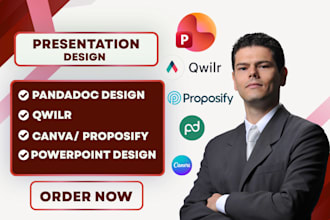 design outstanding powerpoint, canva presentation, qwilr, proposify and pandadoc