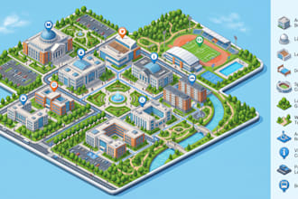 create a custom campus map, wayfinding map, visitor guide wayfinding signage map
