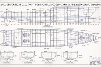 design boat cad, yacht design, hull modeling and marine engineering drawings
