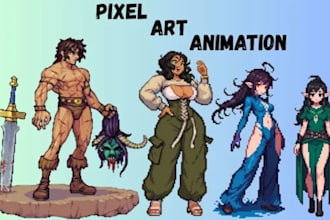 create pixel art animation pixel art character, sprite sheet, 2d pixel art